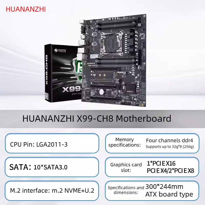 Dual Lga2011-3 Server Motherboard Combo - Carte mère HUANANZHI LGA2011-3 X99 CH8