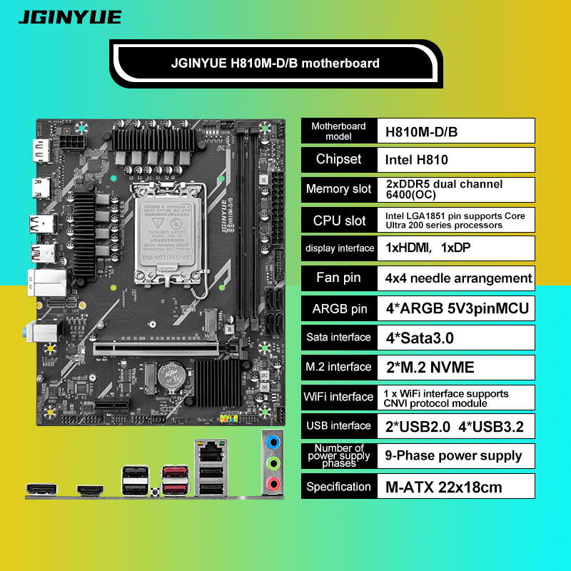 Lga1851 Gaming Motherboard - Carte mère H810 Intel LGA1851 DDR5